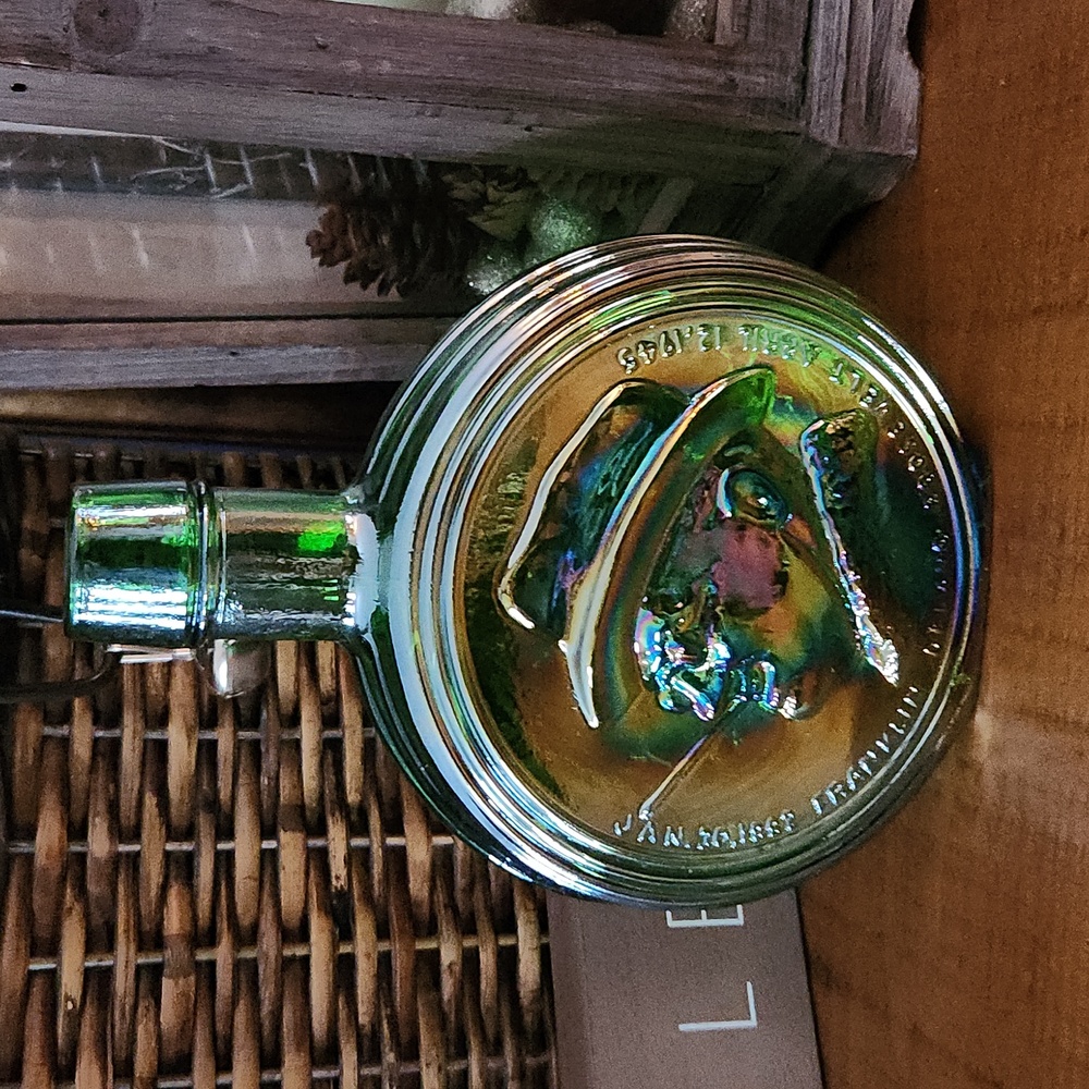 FDR Commemorative green glass Decanter